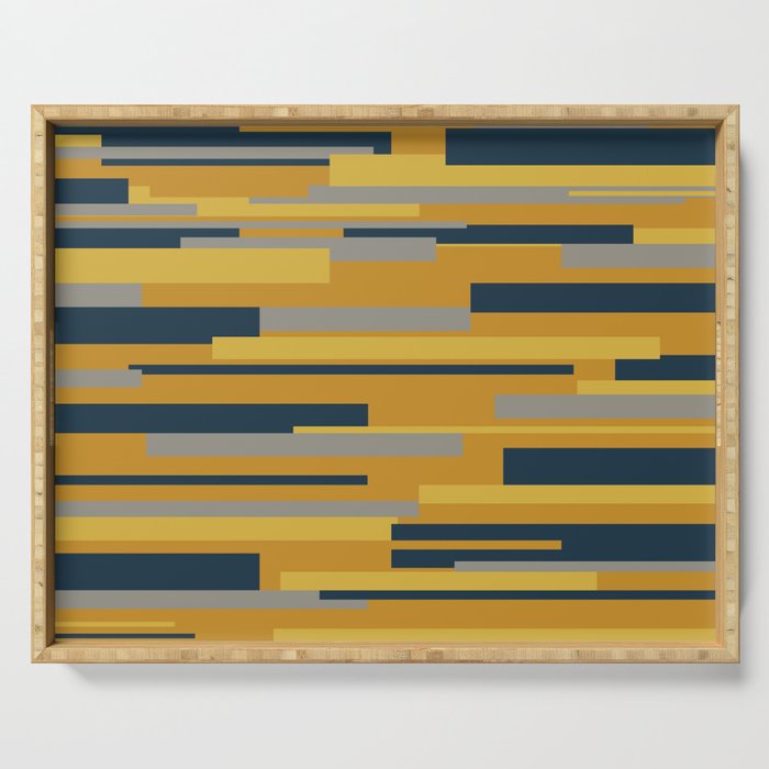 Wright 3 Geometric Midcentury Modern Pattern in Navy Blue, Mustard, and Gray Serving Tray Gallery Image 1