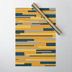 Wright 3 Geometric Midcentury Modern Pattern in Navy Blue, Mustard, and Gray Wrapping Paper Gallery Image 1