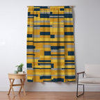 Wright 3 Geometric Midcentury Modern Pattern in Navy Blue, Mustard, and Gray Window Curtain Gallery Image 5