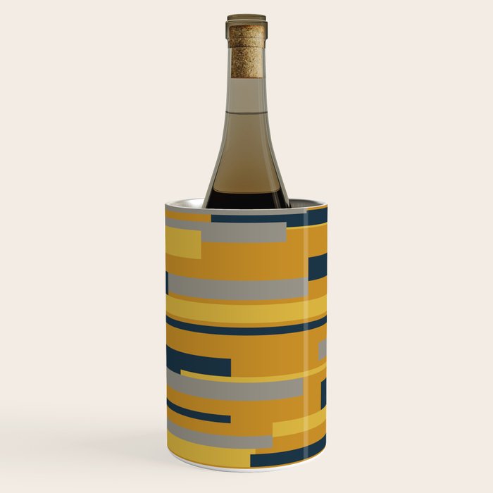 Wright 3 Geometric Midcentury Modern Pattern in Navy Blue, Mustard, and Gray Wine Chiller Gallery Image 1
