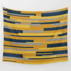 Wright 3 Geometric Midcentury Modern Pattern in Navy Blue, Mustard, and Gray Wall Tapestry Gallery Image 4