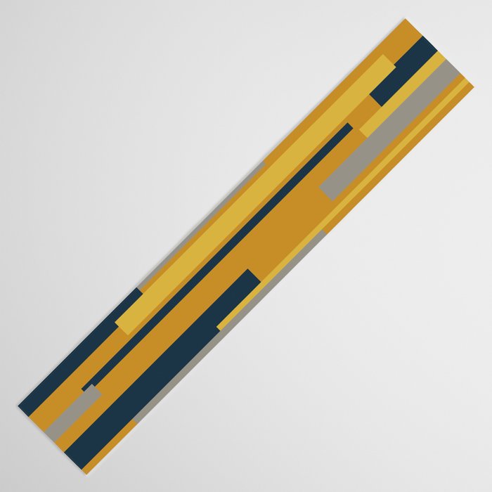 Wright 3 Geometric Midcentury Modern Pattern in Navy Blue, Mustard, and Gray Table Runner Gallery Image 3