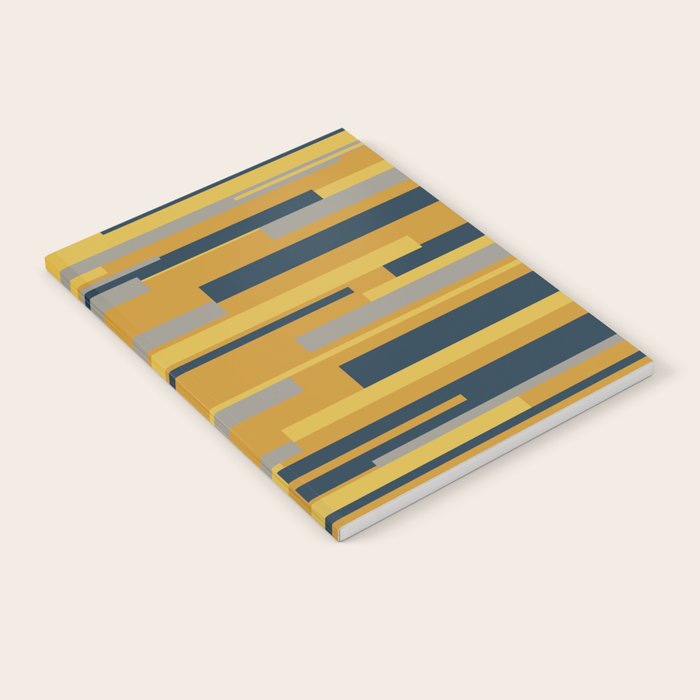 Wright 3 Geometric Midcentury Modern Pattern in Navy Blue, Mustard, and Gray Notebook Gallery Image 2