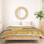 Wright 3 Geometric Midcentury Modern Pattern in Navy Blue, Mustard, and Gray Duvet Cover Gallery Image 3