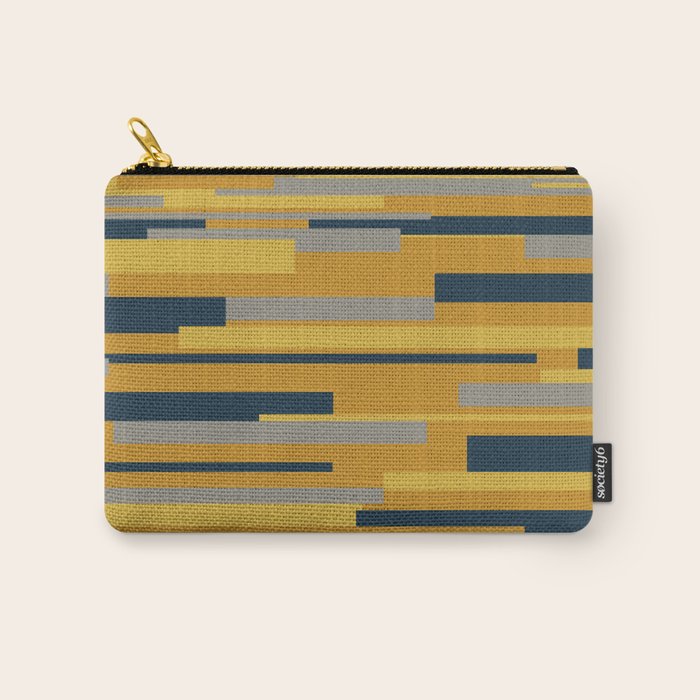 Wright 3 Geometric Midcentury Modern Pattern in Navy Blue, Mustard, and Gray Carry All Pouch Gallery Image 1