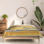 Wright 3 Geometric Midcentury Modern Pattern in Navy Blue, Mustard, and Gray Comforter Gallery Image 3