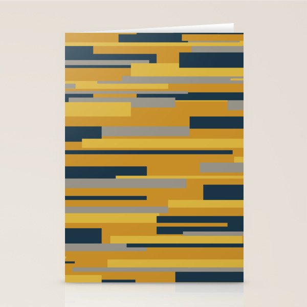 Wright 3 Geometric Midcentury Modern Pattern in Navy Blue, Mustard, and Gray Stationery Card Gallery Image 2