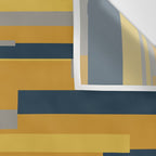 Wright 3 Geometric Midcentury Modern Pattern in Navy Blue, Mustard, and Gray Wall Tapestry Gallery Image 3