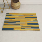 Wright 3 Geometric Midcentury Modern Pattern in Navy Blue, Mustard, and Gray Rug Gallery Image 1