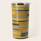 Wright 3 Geometric Midcentury Modern Pattern in Navy Blue, Mustard, and Gray Travel Mug Gallery Image 1