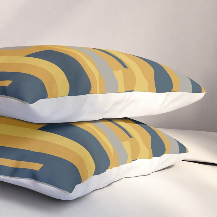 Wright 3 Geometric Midcentury Modern Pattern in Navy Blue, Mustard, and Gray Pillow Sham Gallery Image 3