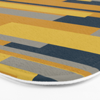 Wright 3 Geometric Midcentury Modern Pattern in Navy Blue, Mustard, and Gray Bath Mat Gallery Image 3
