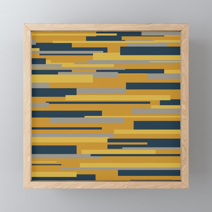 Wright 3 Geometric Midcentury Modern Pattern in Navy Blue, Mustard, and Gray Mini Art Print Gallery Image 1