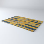 Wright 3 Geometric Midcentury Modern Pattern in Navy Blue, Mustard, and Gray Rug Gallery Image 3