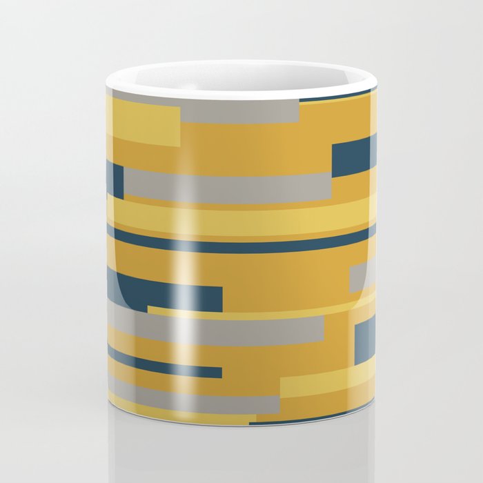 Wright 3 Geometric Midcentury Modern Pattern in Navy Blue, Mustard, and Gray Coffee Mug Gallery Image 4