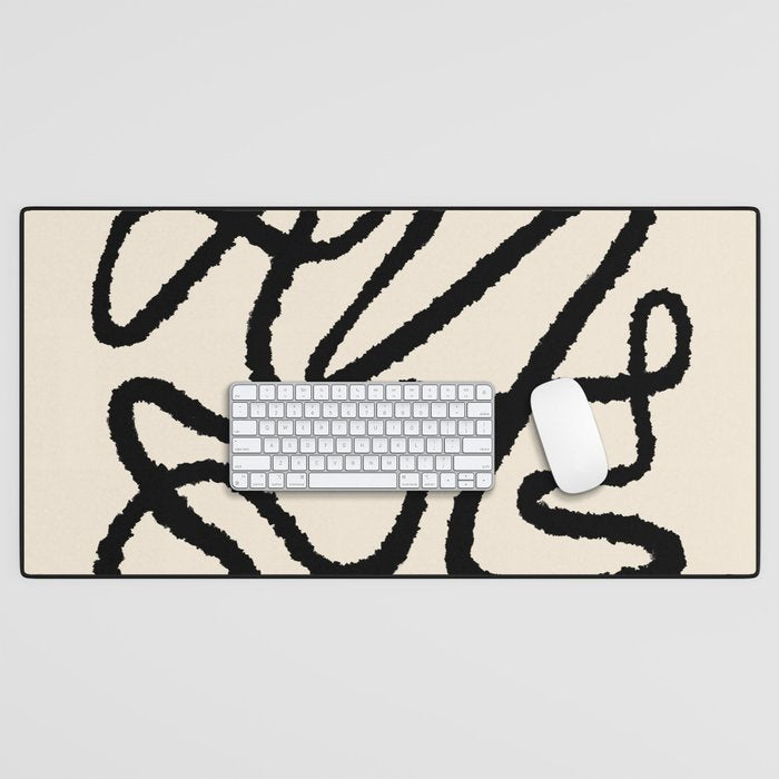 Line art abstract black 1 Desk Mat Gallery Image 1