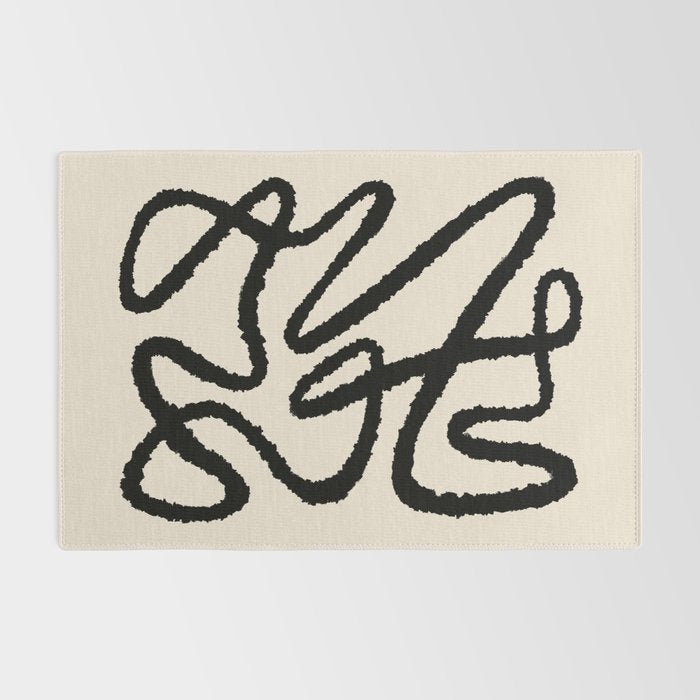 Line art abstract black 1 Rug Gallery Image 2