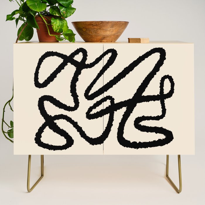 Line art abstract black 1 Credenza Gallery Image 1