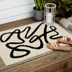 Line art abstract black 1 Outdoor Rug Gallery Image 2