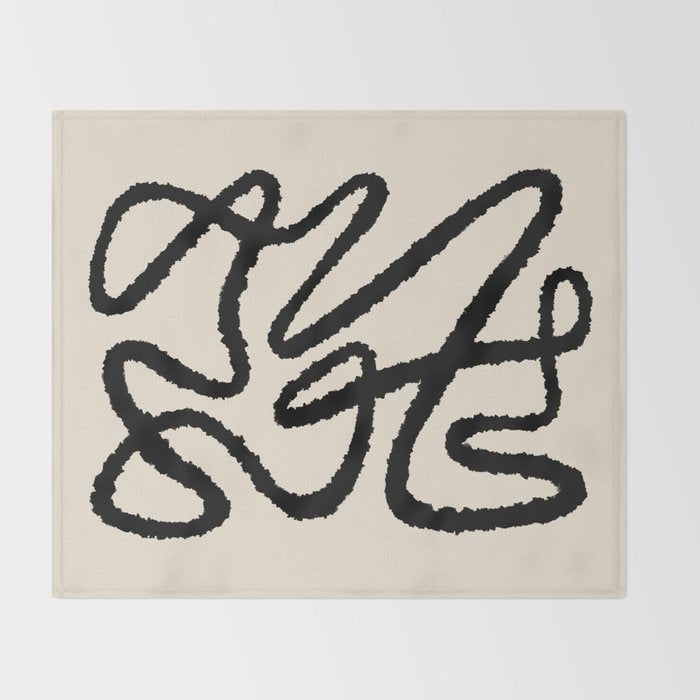 Line art abstract black 1 Throw Blanket Gallery Image 2