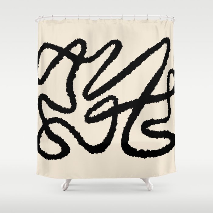 Line art abstract black 1 Shower Curtain Gallery Image 1