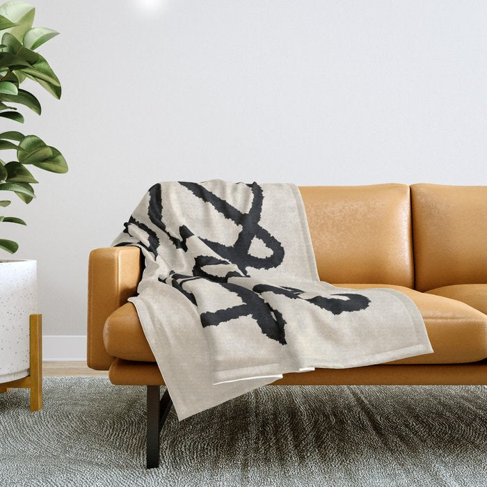 Line art abstract black 1 Throw Blanket Gallery Image 1
