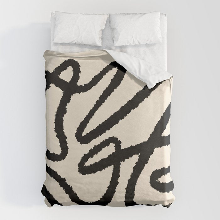Line art abstract black 1 Duvet Cover Gallery Image 1