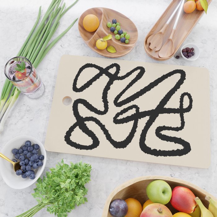 Line art abstract black 1 Cutting Board Gallery Image 2