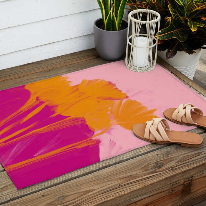 Bloom In Orange & Pink Outdoor Rug Gallery Image 2