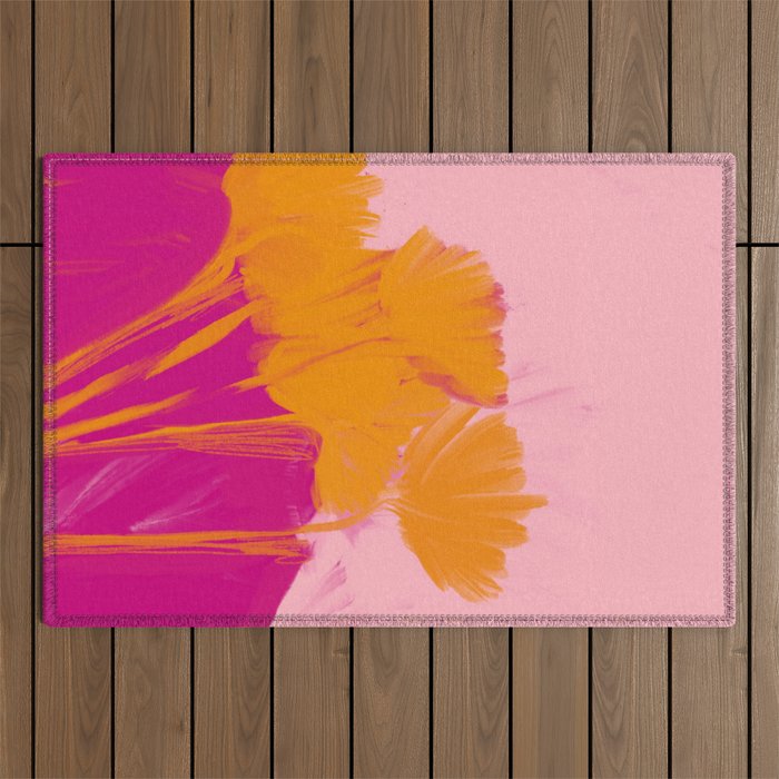 Bloom In Orange & Pink Outdoor Rug Gallery Image 1