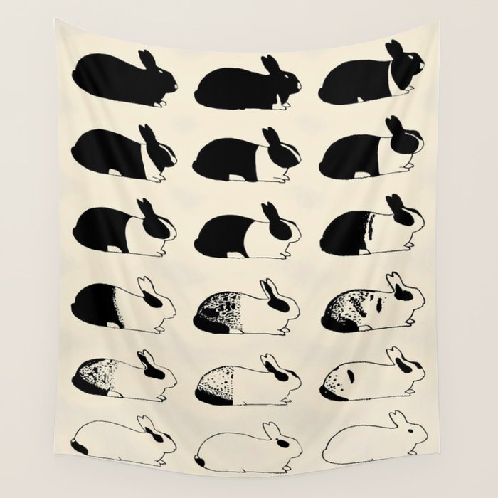 Studies of heredity in rabbits- William E.Castle - 1919 Cute Bunny Pattern Wall Tapestry Gallery Image 1