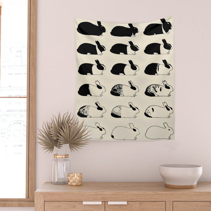 Studies of heredity in rabbits- William E.Castle - 1919 Cute Bunny Pattern Wall Tapestry Gallery Image 2