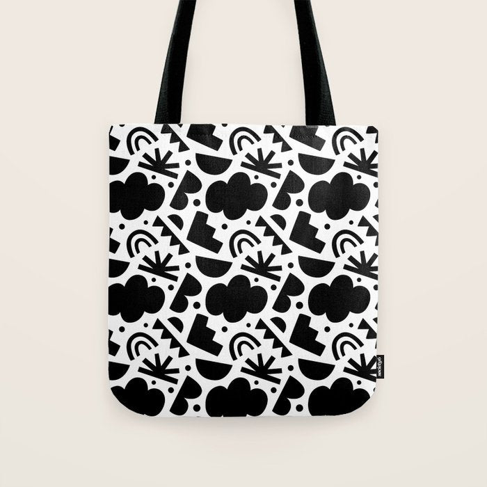 Black and white organic shape art pattern Tote Bag Gallery Image 1