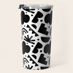 Black and white organic shape art pattern Travel Mug Gallery Image 3