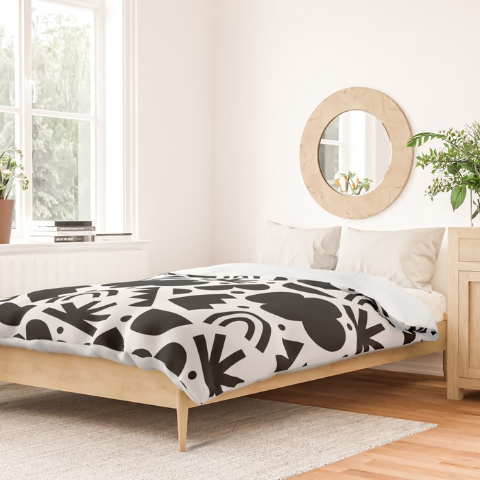 Black and white organic shape art pattern Duvet Cover Gallery Image 2