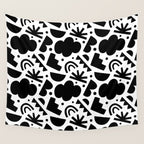 Black and white organic shape art pattern Wall Tapestry Gallery Image 4