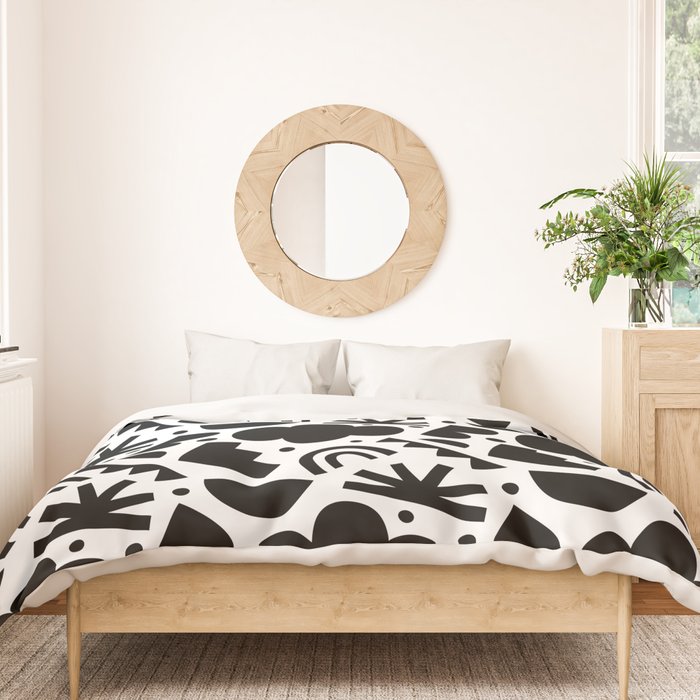 Black and white organic shape art pattern Duvet Cover Gallery Image 3