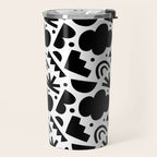 Black and white organic shape art pattern Travel Mug Gallery Image 2