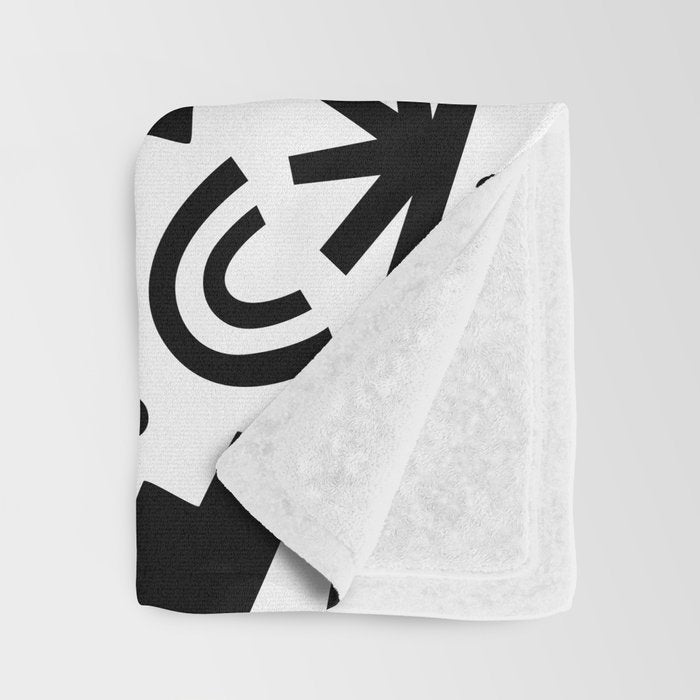Black and white organic shape art pattern Throw Blanket Gallery Image 3