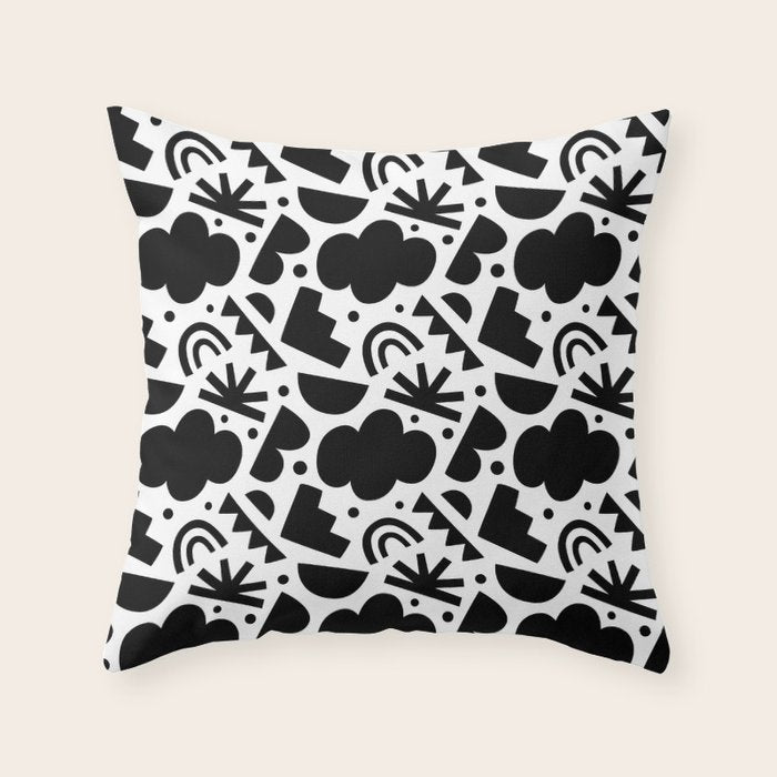 Black and white organic shape art pattern Throw Pillow Gallery Image 6