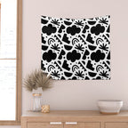 Black and white organic shape art pattern Wall Tapestry Gallery Image 2