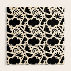Black and white organic shape art pattern Wood Wall Art Gallery Image 1