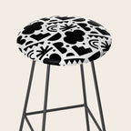 Black and white organic shape art pattern Stool Gallery Image 2
