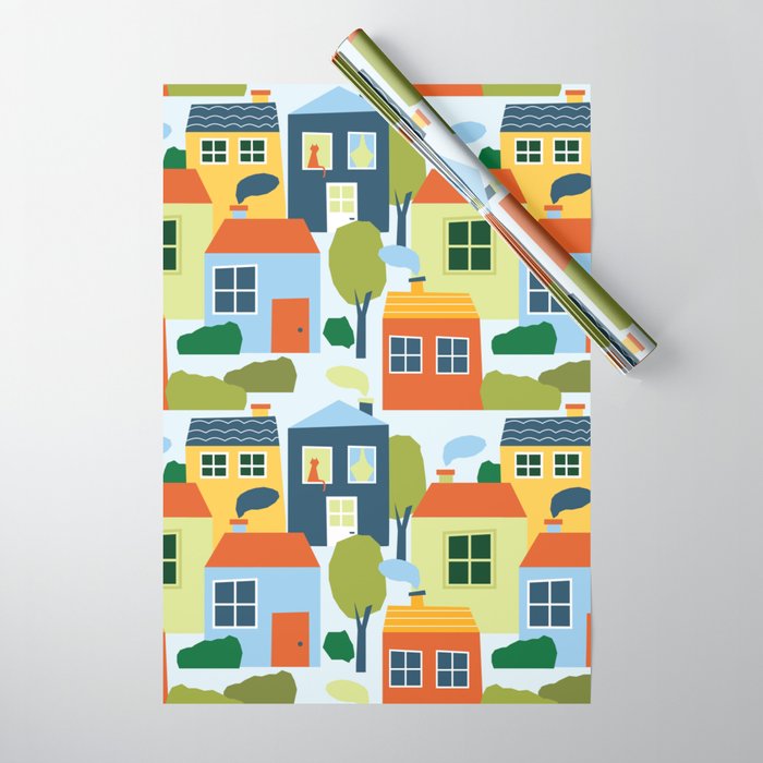 Little colorful houses Wrapping Paper Gallery Image 1
