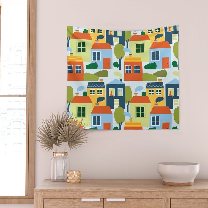 Little colorful houses Wall Tapestry Gallery Image 2