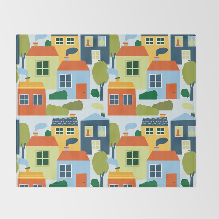 Little colorful houses Throw Blanket Gallery Image 2