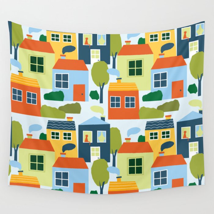 Little colorful houses Wall Tapestry Gallery Image 4