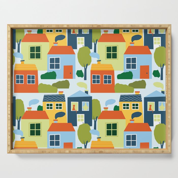 Little colorful houses Serving Tray Gallery Image 1