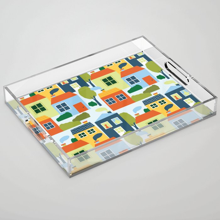 Little colorful houses Acrylic Tray Gallery Image 1