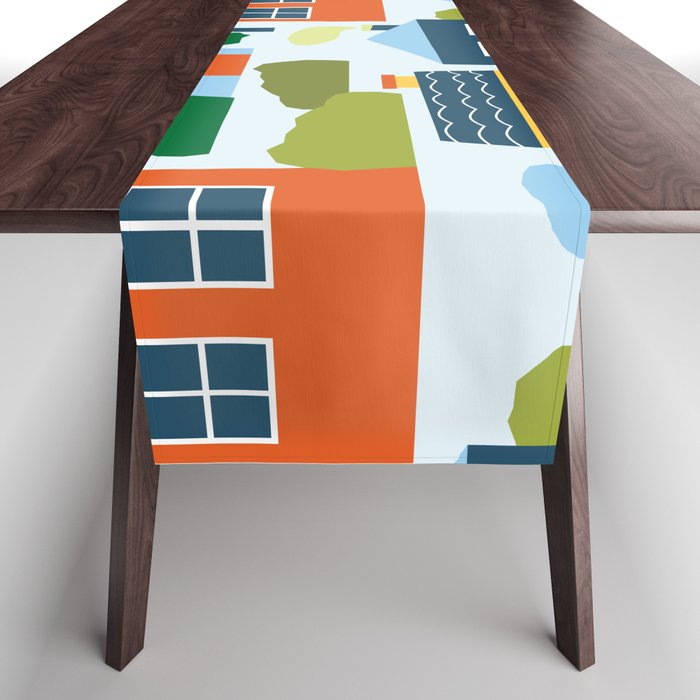 Little colorful houses Table Runner Gallery Image 1